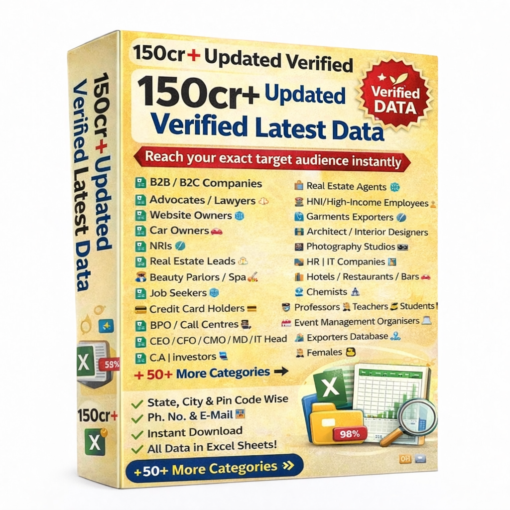 150cr+ Updated Verified Latest Data
