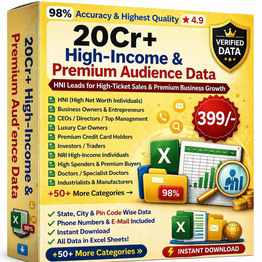 20Cr+ High-Income & Premium Audience Data (HNI Leads)